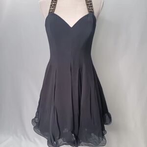 Niteline Charcoal Halter Mini Dress